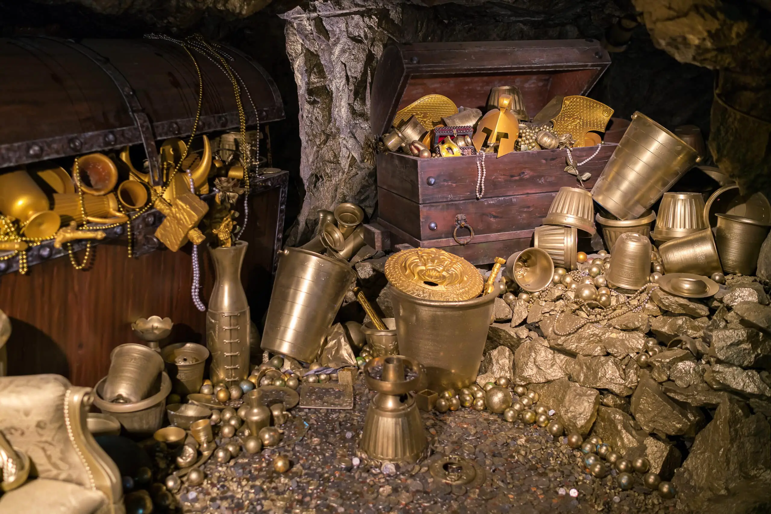 Photo of treasure and treasure chests.