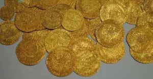 Pile of gold coins.