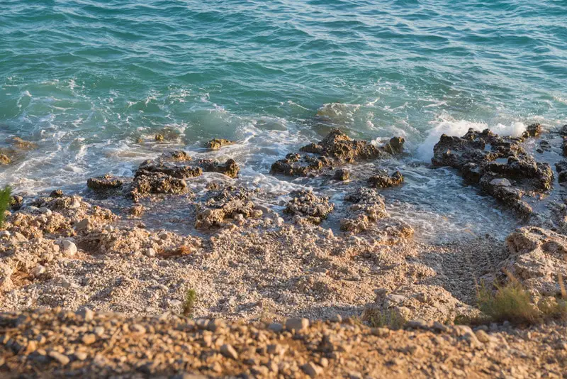 Rocky beach, blue sea