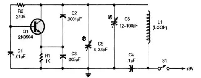 Diagram of a single transistor circuit.