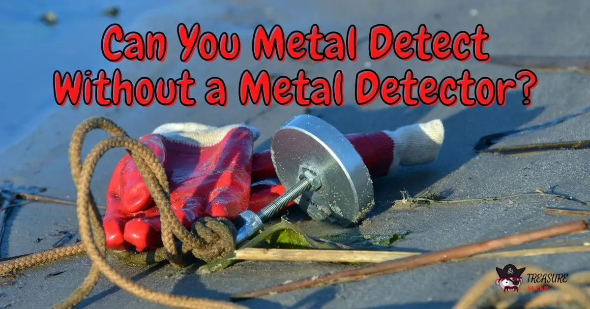 Image of a magnet and pair of gloves on a beach - Can You Metal Detect Without a Metal Detector