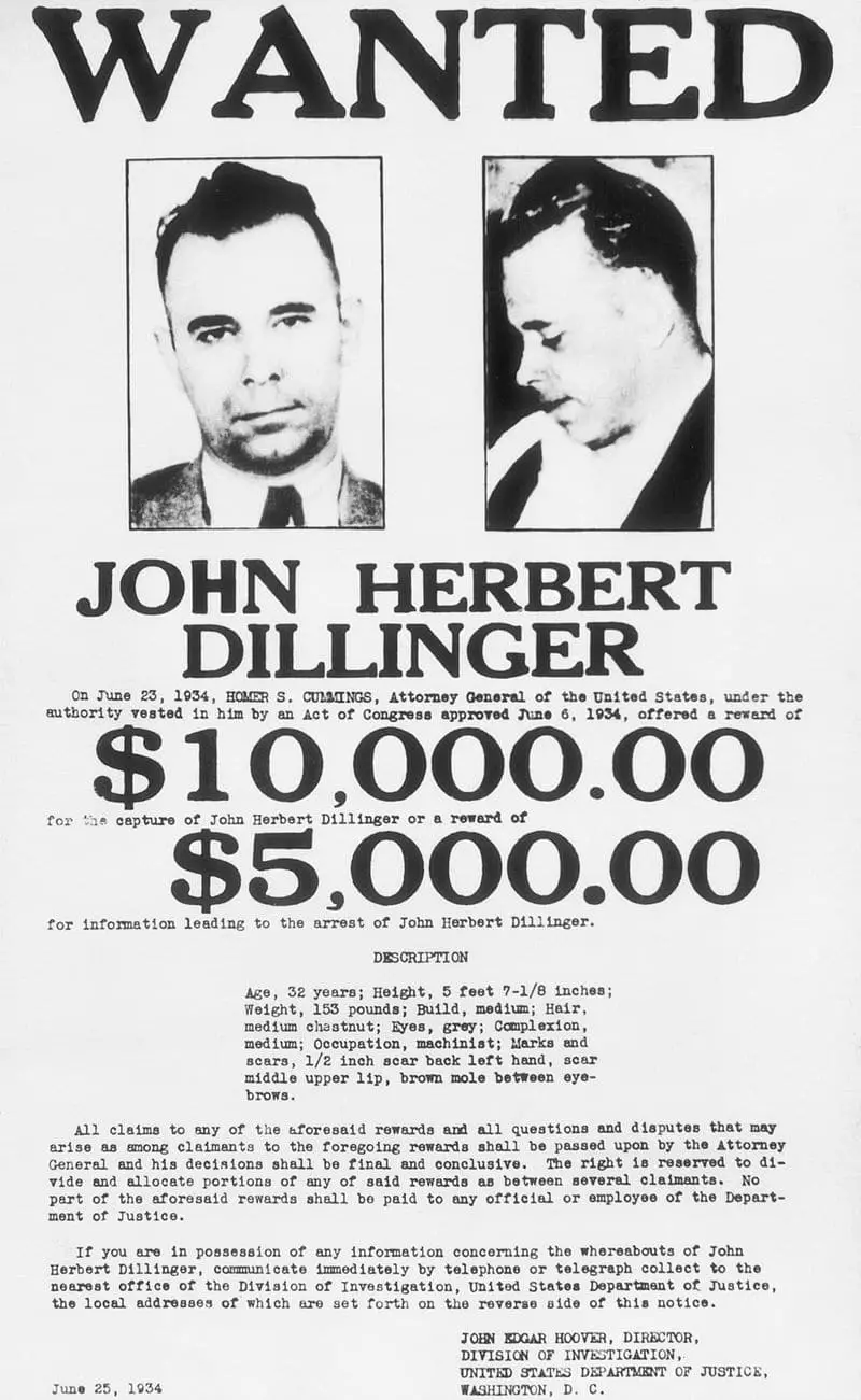 John Dillinger's Wanted Poster