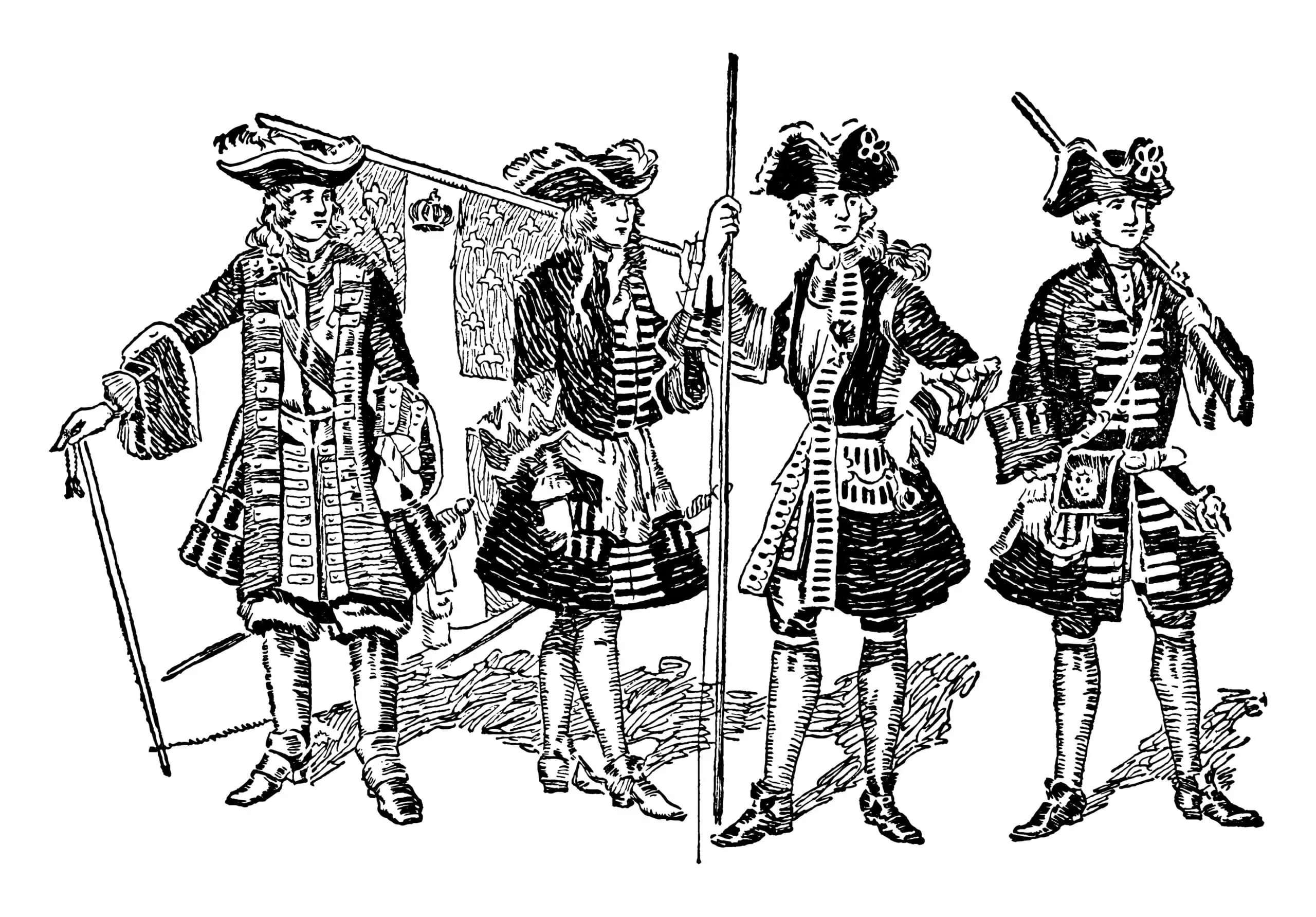 French soldiers and officers Standing Illustration