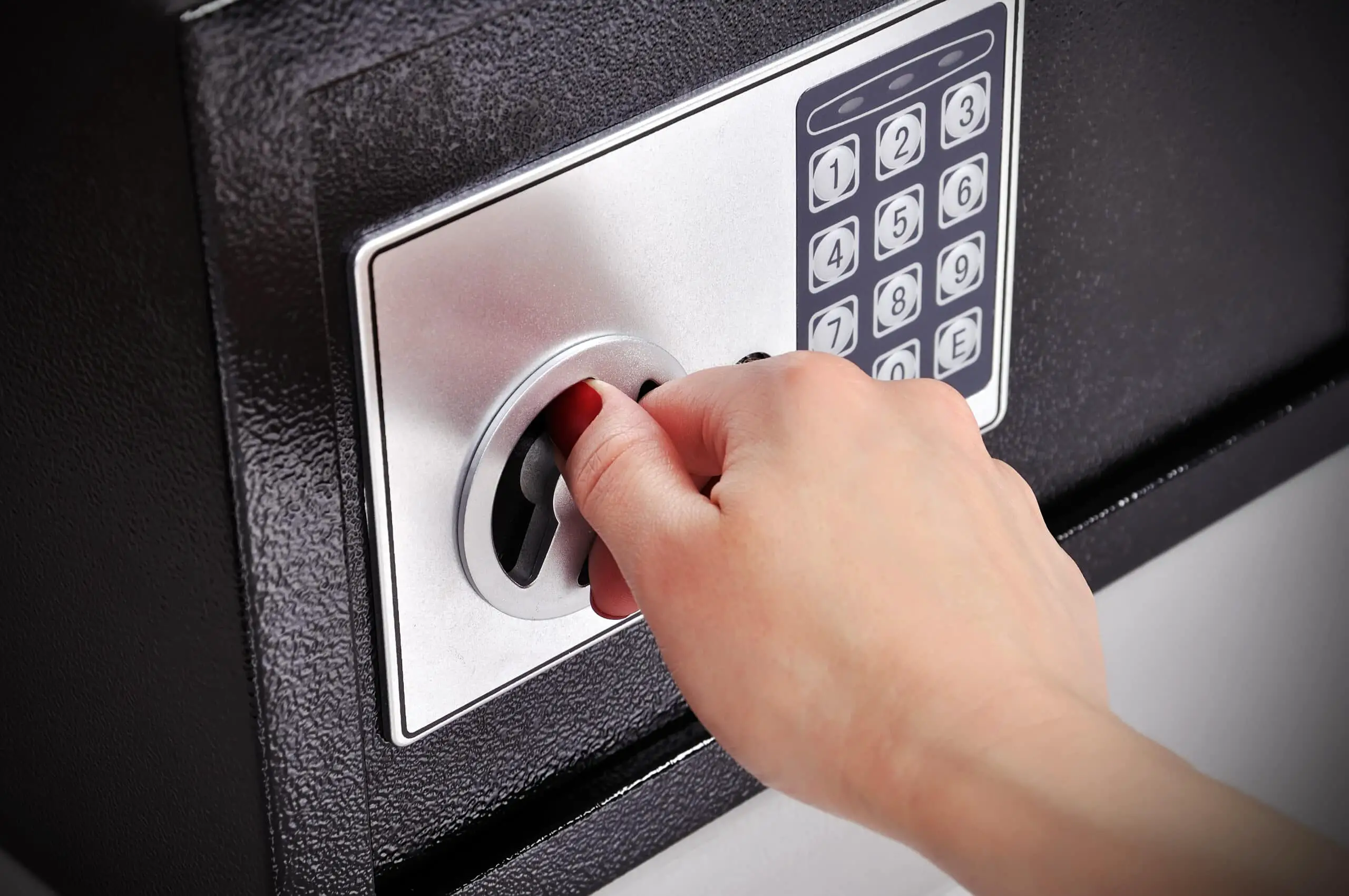 woman hand opened a safe
