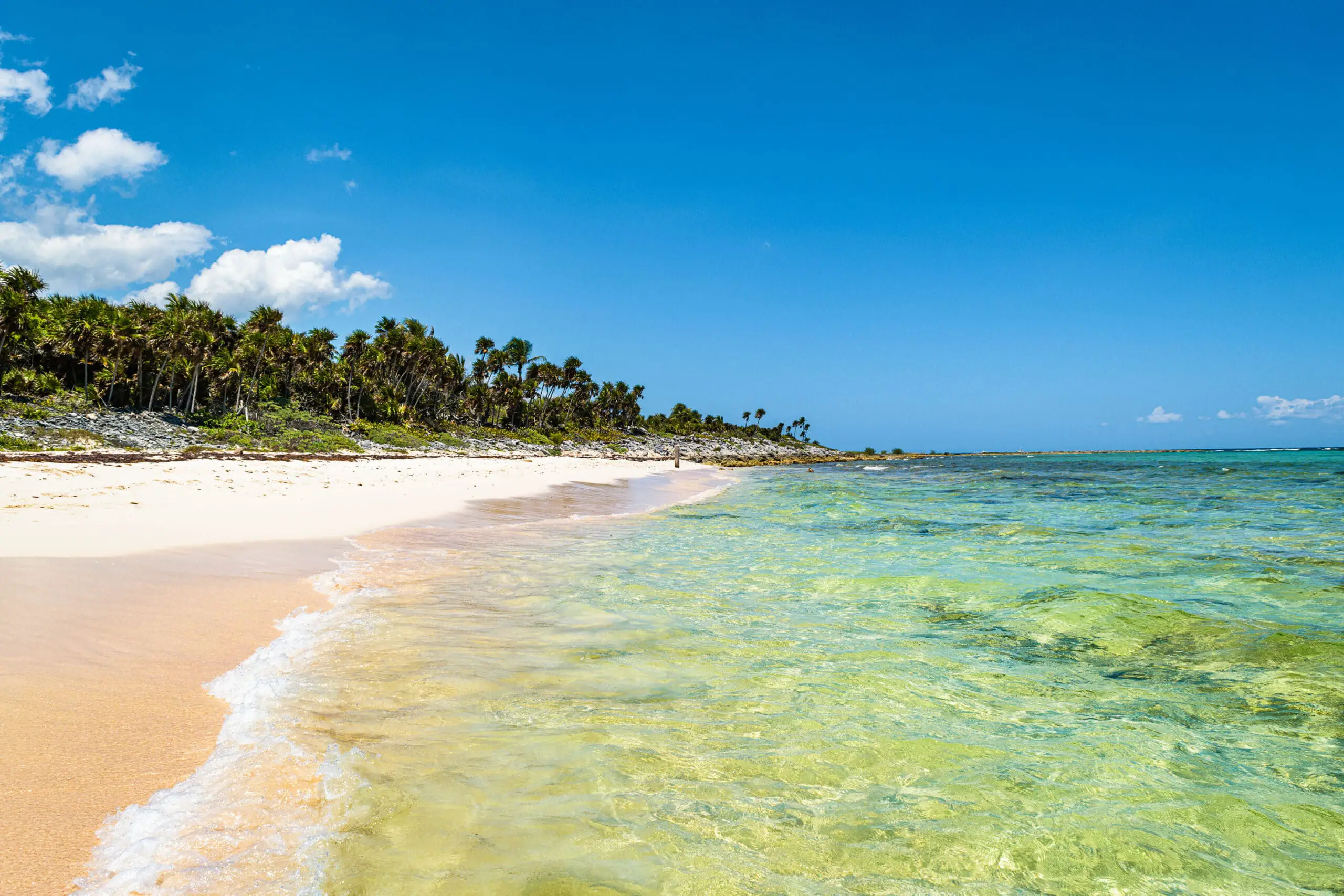 Tropical Xcacel beach on the Caribbean Sea coast